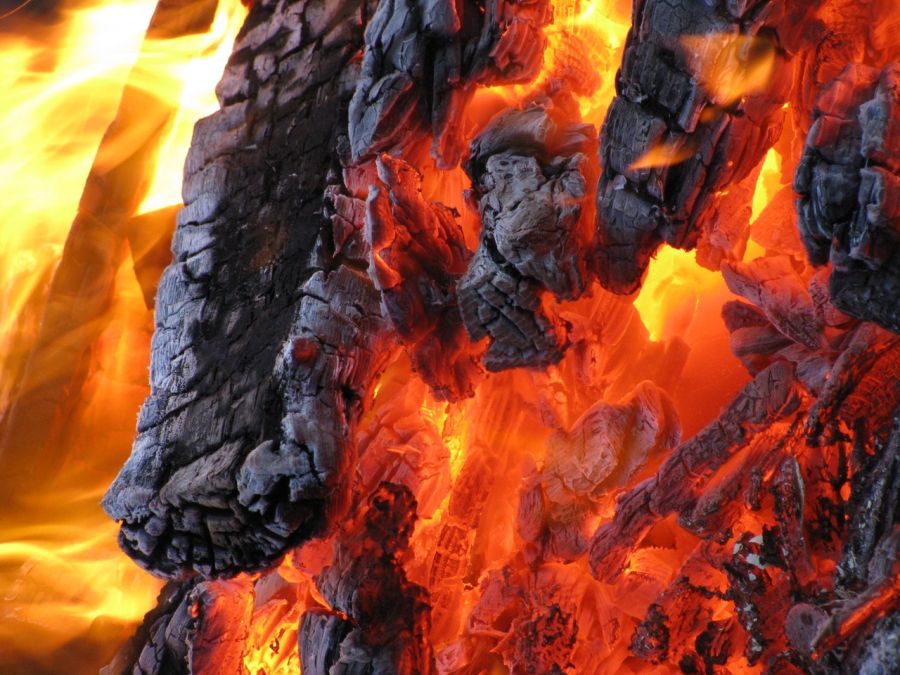 Horúce drevo v ohni