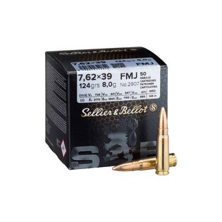 Náboje FMJ Sellier&Bellot® / 7,62x39 / 8 g - 124 grs / 50 ks